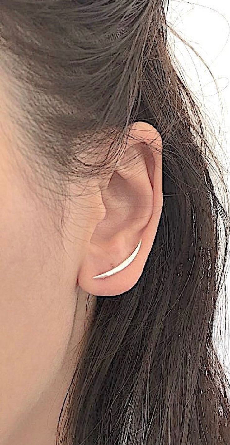 Crescent Moon Climber Earrings